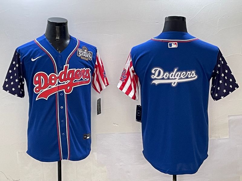 Men Los Angeles Dodgers Blank Blue a generation of national flags Joint name 2025 Nike MLB Jersey style 15->los angeles dodgers->MLB Jersey